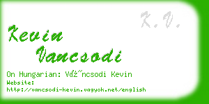 kevin vancsodi business card